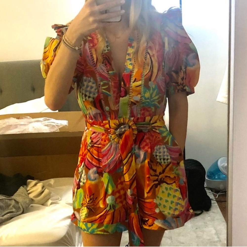 FARM Rio Colorful Puff Sleeve Romper - Picture 2 of 4